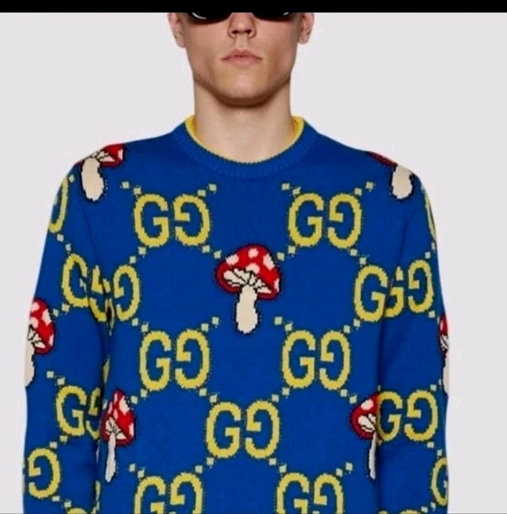 Gucci Blue Mushroom Pattern Sweater (ON HOLD)